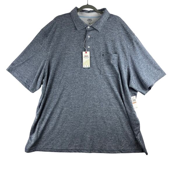 Izod Saltwater Short Slv Polo Men's 3XLT Blue Heather Relaxed Wicking UPF 50 NWT - Picture 1 of 10